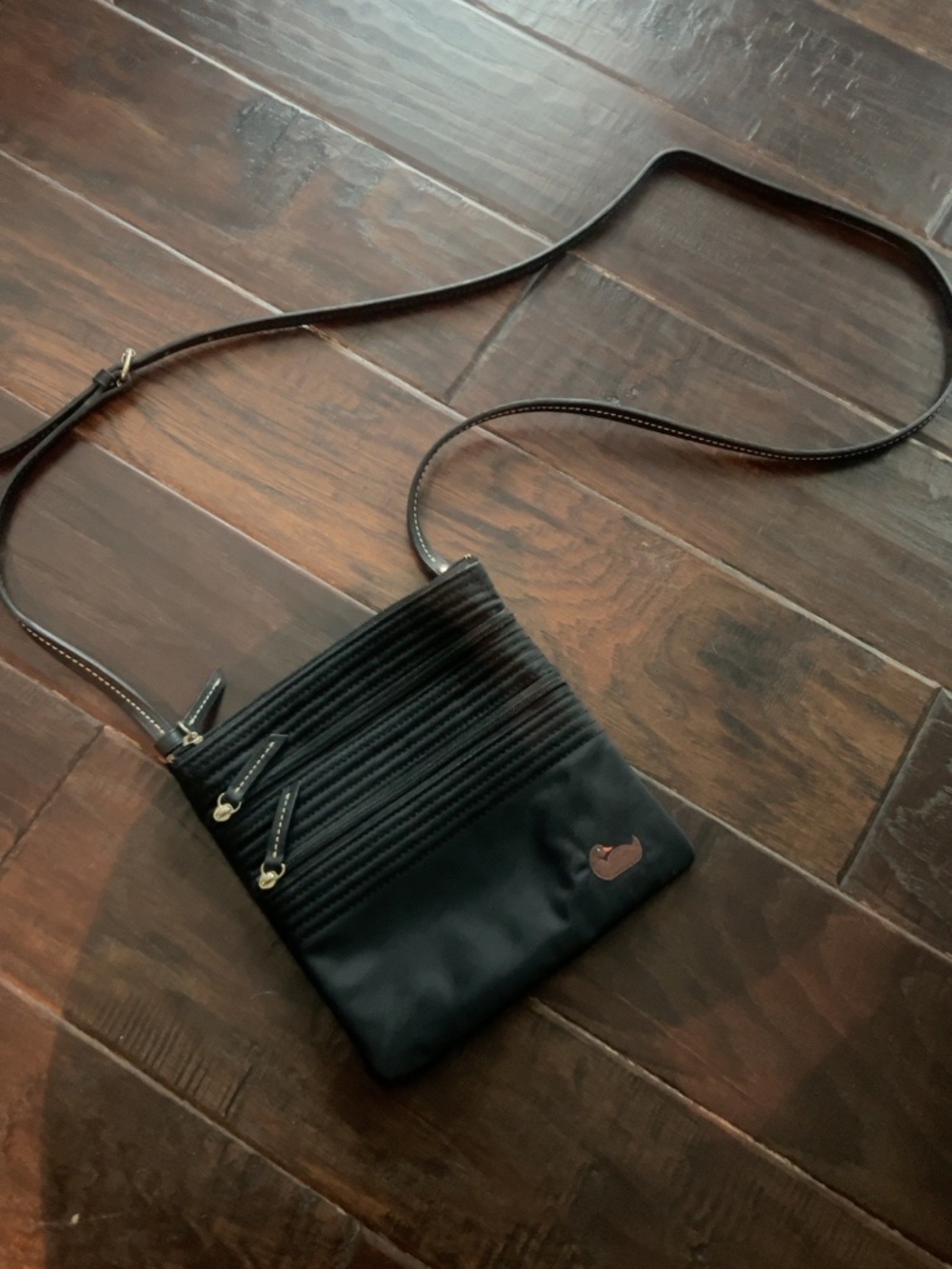 Dooney & Bourke Black Nylon Triple Zip Crossbody Bag